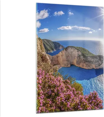 Produktbild von Bilder auf glas - Einteilig - Meer Sommer Blume - 80x120cm - Glasbilder - Wandbilder - Bilder - zum Aufhängen bereit - Wanddekoration aus Glas - Glas Bilder - Wandbild auf Glas - GPA80x120-3741