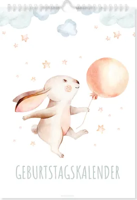 Produktbild von Friendly Fox Ewiger Geburtstagskalender Kinder DIN A4 Kalender fortwährend, Aquarell Tiere, boho Kalender für Geburtstage