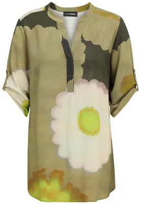 Produktbild von Bluse aus Viskose mit Blüten-Print, 3/4-Ärmeln, fließender Passform und EcoVero