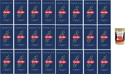 Produktbild von Barilla Puntine Nr.23 Pasta – 24 x 500 g (12 kg) | Feine Pastina/Suppennudeln, al dente in 5 Min., 100% Hartweizengrieß – für Brühen, Minestrone & Kindergerichte + Italian Gourmet polpa