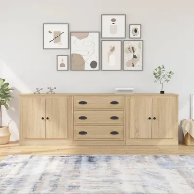 Image de vidaXL Sideboards 3 pcs. chêne Sonoma bois composite