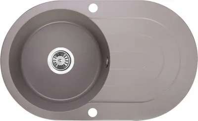 Produktbild von BADLAND Spülbecken Granitspüle Einzelbecken Dafne 47x78 Grau mit langer Ablaufplatte | Siphon im SET!