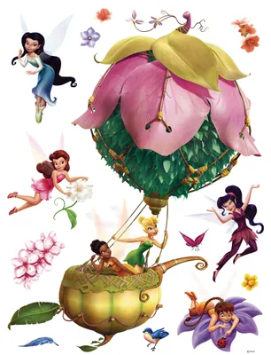 Obrázok produktu pre Disney Nálepka na stenu Víly Zelená, žltá a ružová - 600202 - 65 x 85 cm