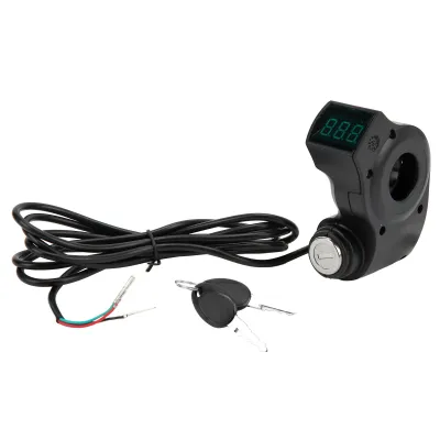 Obrázek produktu pro Zámek zapalování pro elektrické skútry, 3kolíkový konektor, jednotlačítkový zámek startovacího spínače pro skútry se 2 klíči pro KUGOO pro skútry M4