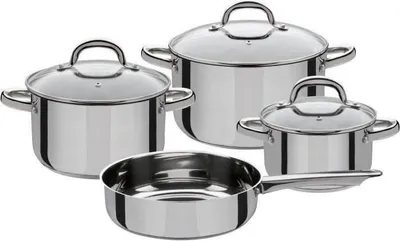 Obrázek produktu pro Sada hrnců GSW MONTREAL, 4dílná, nerezová ocel, indukce, 3 hrnce (16, 20, 24 cm), 1 pánev (24 cm)