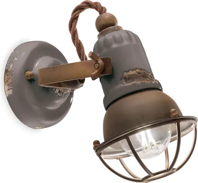 Produktbild von Strahler Keramik Metall E14 verstellbar Taupe Shabby Antik Rostbraun Vintage Keramikleuchte