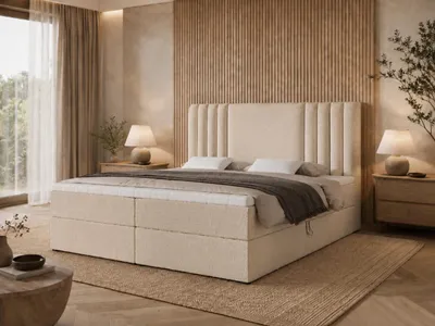 Produktbild von Emlar Boxspringbett Sava 120x200 - Bett mit Matratze und Topper - Boxspringbett mit Bettkasten und Matratze - Boxspringbett Creme (Quelle 06)