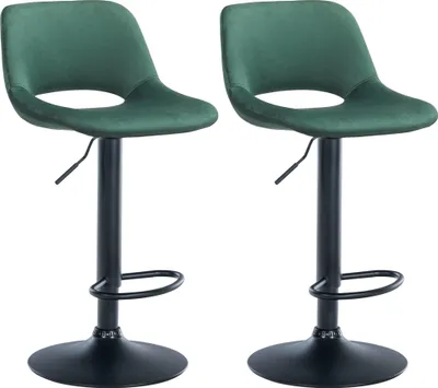 Produktbild von CLP 2er Set Barhocker Camden Samt drehbar und höhenverstellbar grün Material Gestell Metall matt schwarz