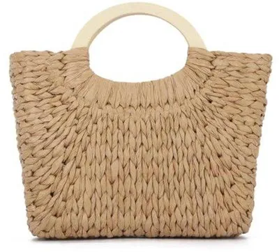 Produktbild von Famanu Strandtas aus geflochtenem Stroh - Sommerliche Handtasche für Damen