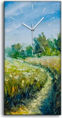 Produktbild von Küchenuhr Bürouhr Leinwand Uhr 30x60 Gemälde Landschaft Bäume Himmel Kunst - weiße Hände