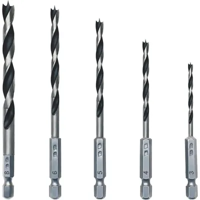 Productafbeelding van Boorset met 5 stuks, zeshoekige schacht, 3-8 mm, koolstofstaal