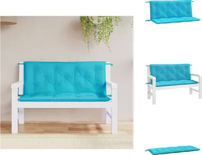 Obrázek produktu pro vidaXL Polštáře na zahradní lavičky 2 ks. Tyrkysová látka 120x50x7 cm - Polštář na sezení