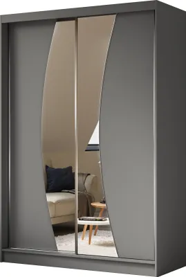Image de Armoire Vex de 150 cm avec miroir, 2 portes coulissantes (couleur : graphite)