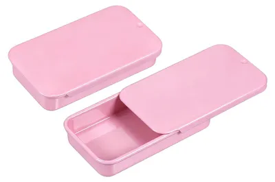 Metallene Dosen mit Deckel, 4 Stück, 60x34x11 mm, rosa