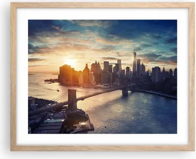 Produktbild von Gerahmtes Poster - Rahmen in heller Eiche - New York Stadt - 50x40 cm - Wand Bild - Wanddeko - Wandbilder - Kunstposter - Wandposter - Bilderrahmen - Bilder - Kunstdruck - Wandbild - P2NAA50x40-3733