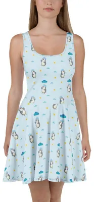 Produktbild von Mr. & Mrs. Panda Minikleid Pinguin Duschen XXXL - Blau - Geschenk, Duschkonzert, Kleid, A-Linien-Kleid, Neuanfang, Dusche, Neustart, Singen, Strandkleid, Sommerkleid