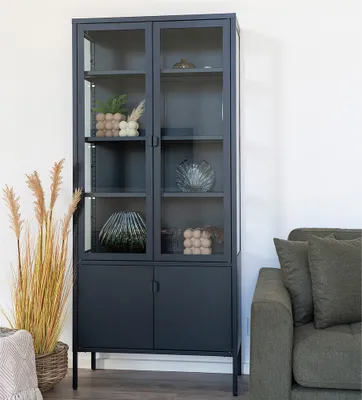 Image de House Collection Armoire vitrine 180 cm Bori Noir