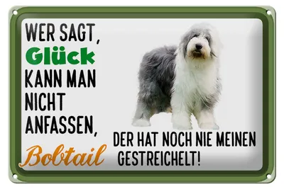 Produktbild von Blechschild Spruch 30x20cm Glück nicht anfassen Bobtail