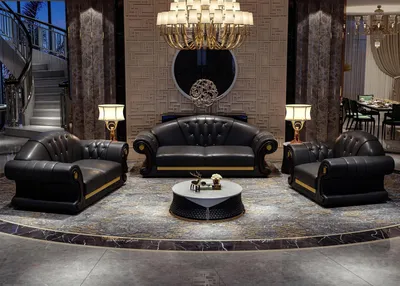 Immagine prodotto di Divano Chesterfield Set divano classico Set divano 3 pezzi rivestimento sedile