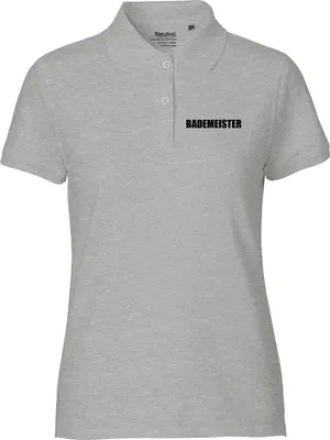 Produktbild von Huuraa Damen Polo Shirt Bademeister Schriftzug XL Sport Grey Bio Baumwolle Fairtrade Poloshirt Geschenkidee