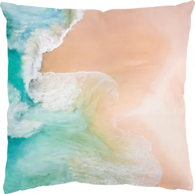 Produktbild von Dekokissen Strand drinnen / Indoor Zierkissen Canvas waschbar Meerblick türkis Maritim Sofakissen ohne Füllung