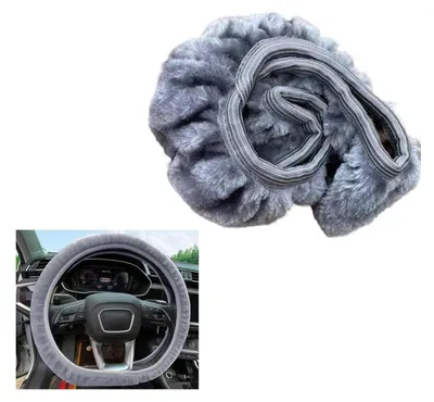 Obrázok produktu pre Mäkký plyšový kryt na volant, zimný, protišmykový, sivý, priemer 34-40 cm