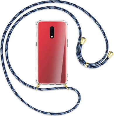 Produktbild von Handykette Backcover-Schutzhülle mit Band (Metall goldfarben) für OnePlus 7 - Blautöne