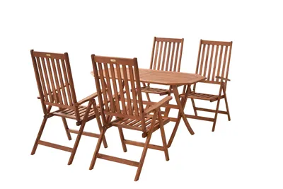 Produktbild von Merxx Gartenmöbel Set Vitoria 5tlg., 4 Klappsessel, 1 Klapptisch 135 x 85 cm - Eukalyptus