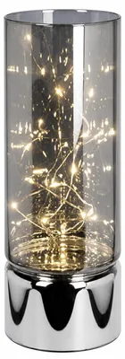 LED-Mikrolichtkette im Glas, warmweiß, Timer, batteriebetrieben, 8x20 cm, silber