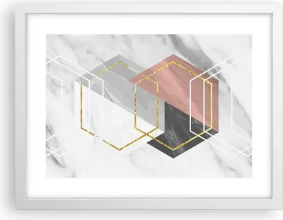 Produktbild von Gerahmtes Poster - Weißer Rahmen - Zahlen Weiß Golden - 40x30 cm - Wand Bild - Wanddeko - Wandbilder - Kunstposter - Wandposter - Bilderrahmen - Bilder - Kunstdruck - Wanddekoration - P2WAA40x30-5087