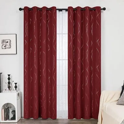 Produktbild von Famanu Verdunkelungsvorhang mit Wellenmuster 140 x 240 cm - Schwarz