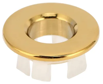 Image de Bonde de trop-plein pour lavabo, capuchon de trop-plein en laiton 3 x 1,5 cm, couvercle de trop-plein rond pour lavabo (couleur or)