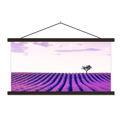 Produktbild von MuchoWow® Textilposter Lavendel - Bäume - Lila - Blumen 60x30 cm mit schwarzem Rahmen - Textilien
