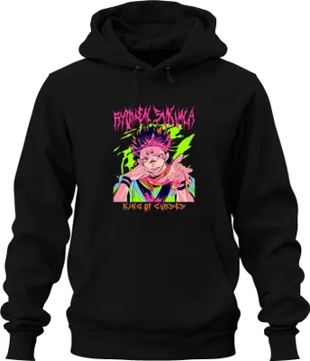 Produktbild von Jujutsu Kaisen Ryomen Sukuna King of Curses Anime Ästhetik Fan Uni Hoodie Kapuzenpullover, Schwarz, L