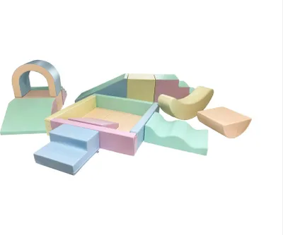 Produktbild von IGLU Großes Party Set aus mehreren bunten Schaumstoff-Spielmodulen - Helles Pastell - mit Rampe, Rutsche und Ballbecken,für Kinder