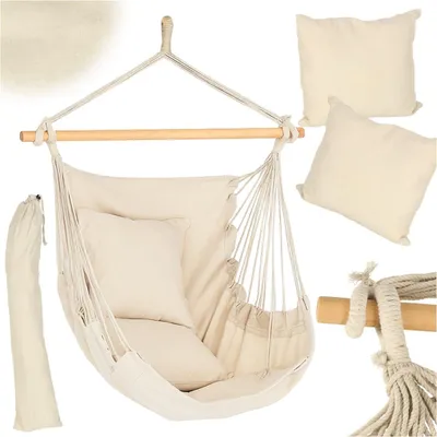 Produktbild von Hängender Schaukelstuhl mit Fußstütze, 130 cm, Beige