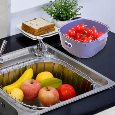 Produktbild von Küchensieb-Schüssel-Set mit Obst-Siebschüssel | 2-in-1-Küchen-Abtropfschüssel | Doppelschichtiges Lebensmittel-Abtropfbecken und Gemüsewaschkorb zur Reinigung von Nudeln und zur Zubereitung von Salat