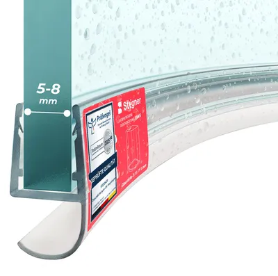 Produktbild von STEIGNER Duschtürdichtung gebogen UK15 160 cm (1 Stk.) Transparent - Duschdichtung für Runddusche oder Duschkabine Viertelkreis mit Duschtür 5-8 mm - Perfekte Passform, Wasserdicht, Flexibles Material