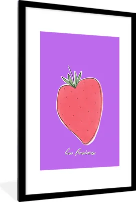 Produktbild von MuchoWow® Gerahmtes Poster Erdbeere - Obst - Zitate 60x90 cm - Poster mit Schwarzem Bilderrahmen Wandposter Rahmen Foto Bilder - Dekoration - Wandposter Wohnzimmer - Hochwertig