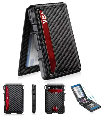 Image de Portefeuille, protection RFID, design fin, fibre de carbone