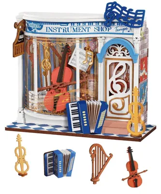 Productafbeelding van Miniatuur huis knutselset, muziekwinkel, 63 onderdelen, zonder lijm, 3D-puzzel