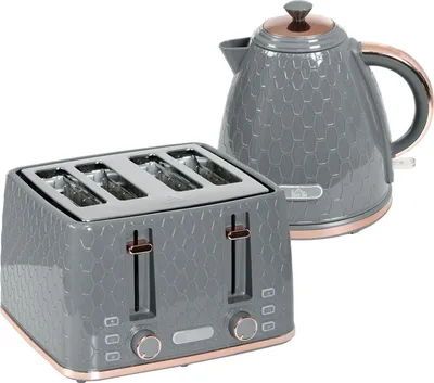 Immagine prodotto di Set tostapane e bollitore, 1,7 l, 4 fette, plastica grigia