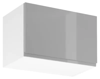 Image de Meuble haut à portes battantes ARBOR - largeur 60 cm, gris/blanc brillant