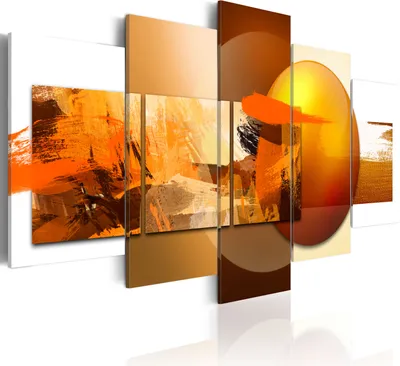 Produktbild von Leinwandbilder Abstrakt 200x100 cm Vlies Leinwandbild 5 tlg Kunstdruck modern Wandbilder XXL Wanddekoration Design Wand Bild - geometrisch Farbflecken wie gemalt 020101-84