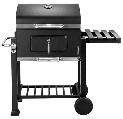 Obrázok produktu pre Gril na drevené uhlie 3 v 1 – do záhrady, na terasu, na kempovanie – grilovanie vonku pre 5 osôb – 107 × 115 × 68 cm – čierny
