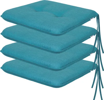 Image de PillowPrim Set de meubles de jardin avec 4 coussins, pour chaises, fauteuils et bancs de jardin, outdoor, coussin pour chaise longue, rembourrage, canapé, coussin universel, bleu, 50 x 43 x 6 cm