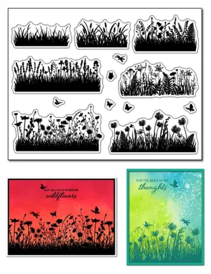 Klarstempel-Set Wildblumen-Silhouetten 14x18 cm