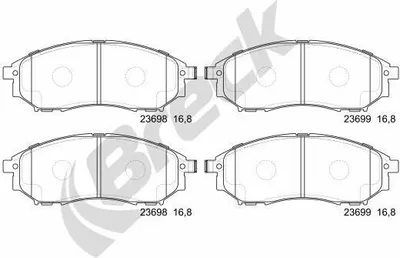 Produktbild von BRECK 23698 00 701 00 Bremsbeläge Satz Vorne Bremsklötze für NISSAN Qashqai / Qashqai +2 I (J10, NJ10) für RENAULT KOLEOS (HY)