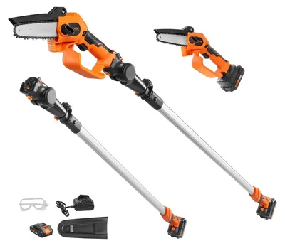 Productafbeelding van VEVOR Accu-hoogstamzaag 20V 2Ah 22000 omw/min, telescopische elektrische hoogstamzaag, 135° snoeischaar