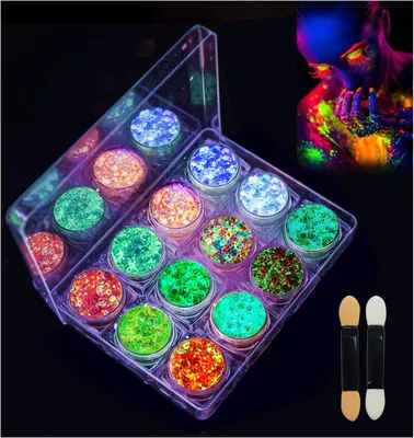 Produktbild von Glittergel 12 Farben, 12er-Set, für Gesicht und Haar, für Party